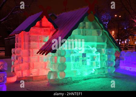 Ice hut (from a children's fairy tale) on New Year's Eve Stock Photo