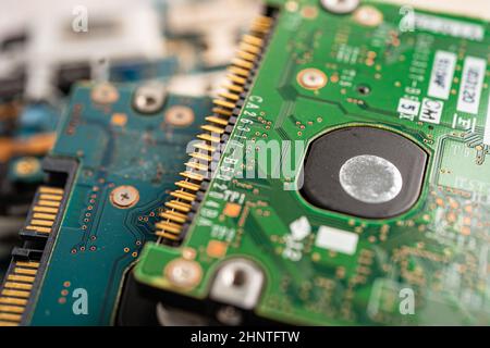 micro circuit main board computer electronic technology, hardware, mobile phone, upgrade, cleaning concept. Stock Photo