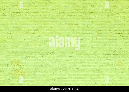 harmonic old brick wall painted in green as background Stock Photo