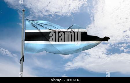 Botswana flag - realistic waving fabric flag Stock Photo