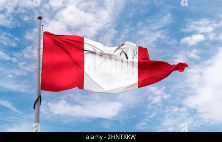 Peru flag - realistic waving fabric flag Stock Photo