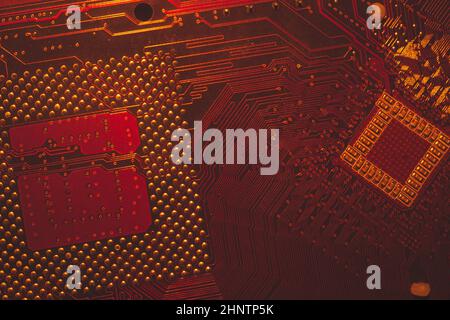 Processor pins macro. computer motherboard close up. cpu pins on a circuit board. micro elements of computer central processor unit. modern technologi Stock Photo