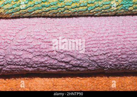 Different colorful towels close up Stock Photo