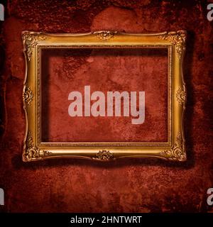 Vintage golden frame on grunge conrete wall Stock Photo