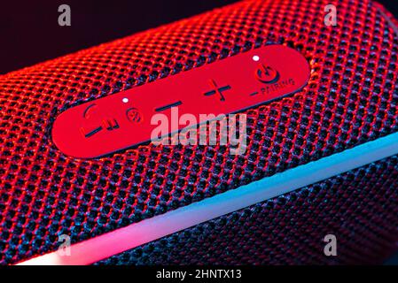 Volume audio bluetooth keys macro detail at night Stock Photo