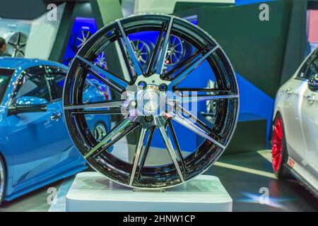 Magnesium alloy wheel or mag wheel or max wheels of car. Stock Photo