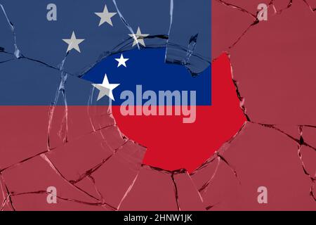 3D Flag of Samoa on a glass with water drop background Stock Photo - Alamy