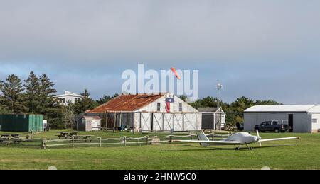 Edgartown, USA - September 25, 2017: small airfield at Edgartown at the island of Martha's Vineyard, Massachusetts, USA. Stock Photo