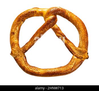 single sweet pretzel isolated on white background Stock Photo