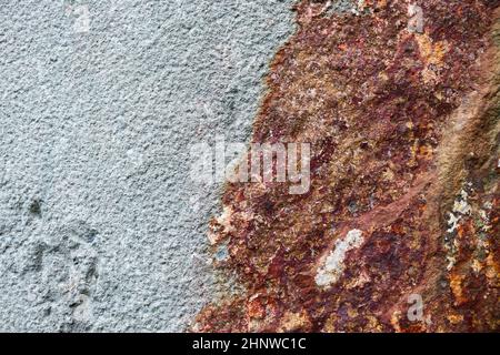 Detailed close up view on aged concrete walls with cracks and lots of structured details Stock Photo