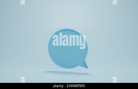 Chat bubble icons or speech bubbles sign symbol on blue pastel background. Concept of chat, communication or dialogue. 3d rendering illustration. Stock Photo