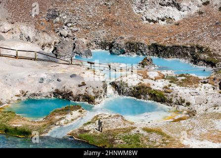 hot springs at hot creek geological site near mammouth Stock Photo