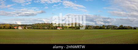 rural landscape with fields in the Lippe Region at Horn, village of Fromhausen, Germany Stock Photo
