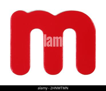 A lower case m magnetic letter on white with clipping path Stock Photo