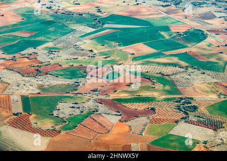 aerial of countryside and fields around madrid Stock Photo