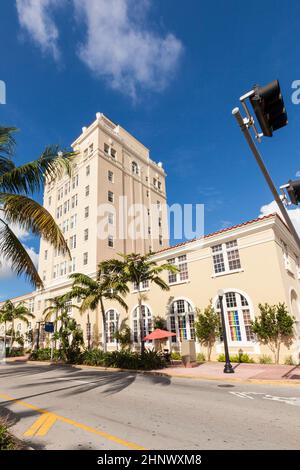 old vintage Miami Beach City Hall in art deco style near ocean drive in South Beach, Miami. Stock Photo