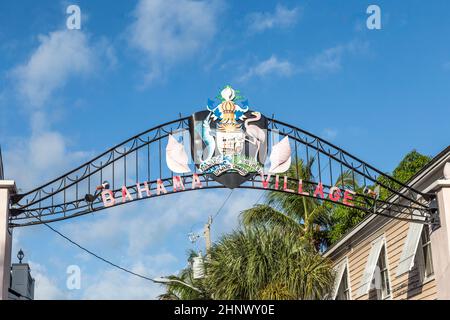 sign Bahama village in Key West, Florida, USA. Stock Photo