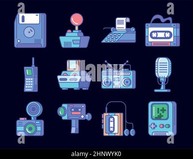 retro tech gadgets Stock Vector