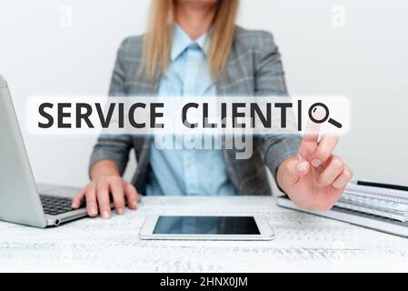 Text caption presenting Service Client, Business idea Dealing with customers satisfaction and needs efficiently Architect Interviewing Client, Reporth Stock Photo