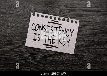 Hand writing sign Consistency Is The Key, Internet Concept by Breaking Bad Habits and Forming Good Ones New Ideas Fresh Concept Creative Communication Stock Photo