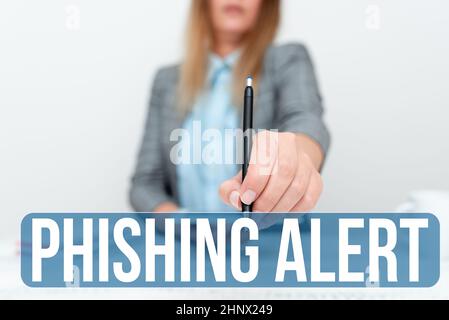 Writing displaying text Phishing Alert, Word Written on aware to fraudulent attempt to obtain sensitive information Displaying New Smartphone Technolo Stock Photo
