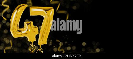 Golden balloons with copy space - Number 47 Stock Photo