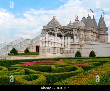 The largest Hindu temple outside India, The Shri Swaminarayan Temple in Neasden, London, United Kingodm. Stock Photo