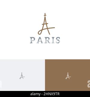 Paris France Eiffel Tour Travel Holiday Vacation Agency Abstract Logo Stock Vector