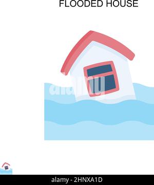 Flooded house Simple vector icon. Illustration symbol design template for web mobile UI element. Stock Vector