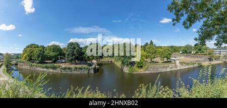 casemates at the river Saar in Saarlouis under blue sky Stock Photo