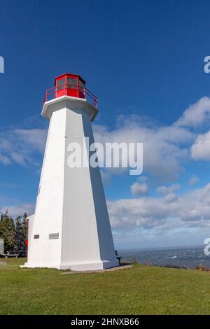 famous Peggys point lighthouse in Nova Scotia, Cape Breton Stock Photo