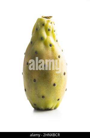 Raw prickly pears. Opuntia or indian fig cactus isolated on white background. Stock Photo