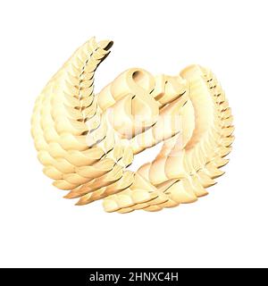 Number 87 with laurel wreath or honor wreath as a 3D-illustration, 3D-rendering Stock Photo