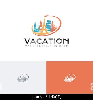 Europe Tour Travel Holiday Vacation Flight Agency Logo Idea Stock Vector
