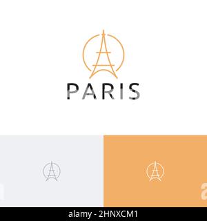 Paris City Eiffel Tour Travel Holiday Vacation Agency Line Logo Stock Vector