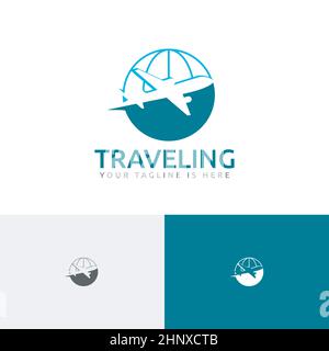 World Globe Flight Plane Tour Travel Holiday Vacation Agency Logo Stock Vector
