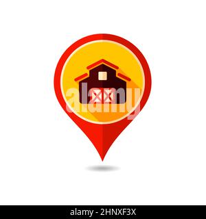 Barn pin map icon. Farm animal Map pointer. Map marker. Graph symbol ...