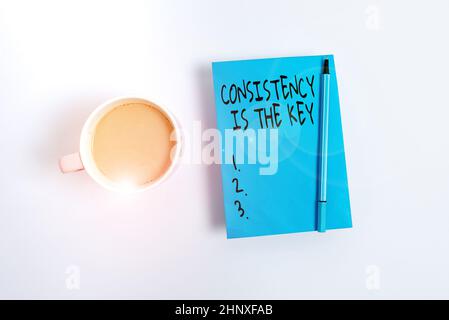 Conceptual display Consistency Is The Key, Internet Concept by Breaking Bad Habits and Forming Good Ones Display of Different Color Sticker Notes Arra Stock Photo