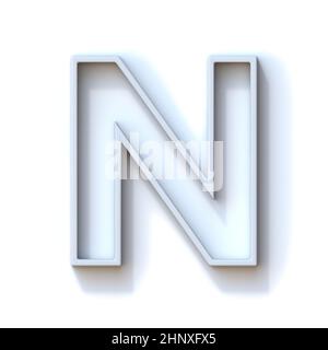 Grey extruded outlined font with shadow Letter N 3D rendering illustration isolated on white background Stock Photo