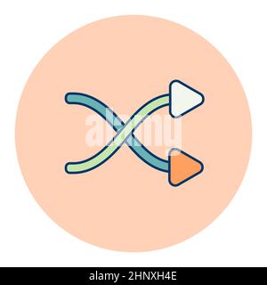 Shuffle color vector icon. Crossed arrows. Media player button. Random music order Stock Photo