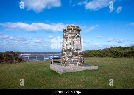 old cairrn to remember the fallen scottish soldiers at the battle of culloden, Nova Scotia, Canada Stock Photo