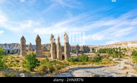 Cappadocian Love Valley in sunny summer afternoon Stock Photo