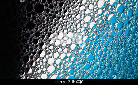 Abstract bubbles background. Black, blue and white texture. Stock Photo