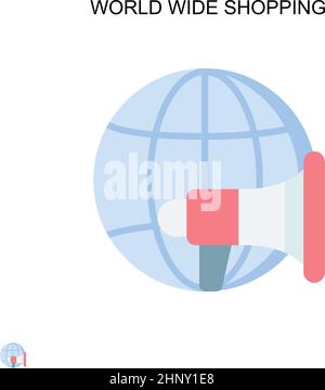 World wide shopping Simple vector icon. Illustration symbol design template for web mobile UI element. Stock Vector