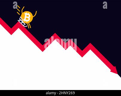 The falling of Bitcoin vector illustration. Stock Vector