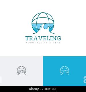 Beach Sea World Globe Tour Travel Holiday Vacation Agency Logo Stock Vector