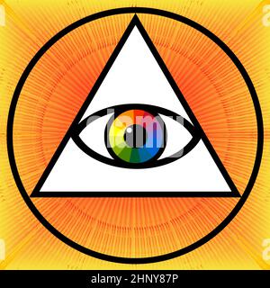 All-seeing occult  eye, Third eye, Eye of providence Stock Photo