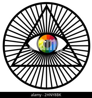 Third eye, Eye of providence, All-Seeing Occult  Eye, Stock Photo
