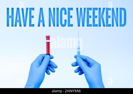Conceptual hand writing showing Enjoy Your Weekend. Business photo text  wishing someone that something nice will happen at holiday White Sheet of Parchment  Paper with Ribbon Seal Stamp Label. Stock Photo by ©