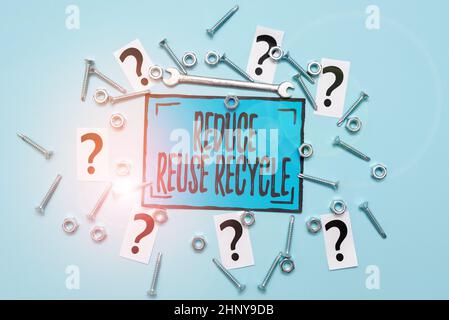 Inspiration showing sign Reduce Reuse Recycle. Conceptual photo asking ...